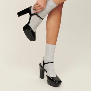 Reformation Melina Platform Heel Black Patent Leather Size 9.5 NIB